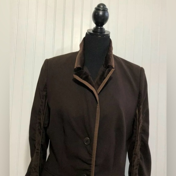Lea Rome Brown Blazer Jacket Womens Size Large 12 42 Made in France Equestrian - Picture 3 of 11